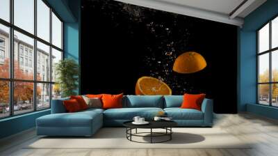 Orange Water Splash Wall mural