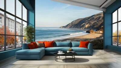 Scenic view of beach and coastline Wall mural