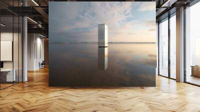 View of mirrored pillar on beach Wall mural