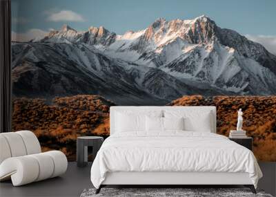 View of road leading towards snowy mountains Wall mural