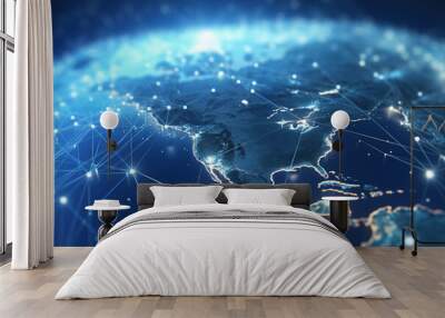 Digital network world globe technology concept Wall mural