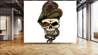 skull and snake for military emblem logo design Wall mural