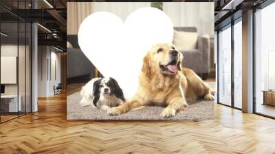 Two dogs with white heart for copy space Wall mural