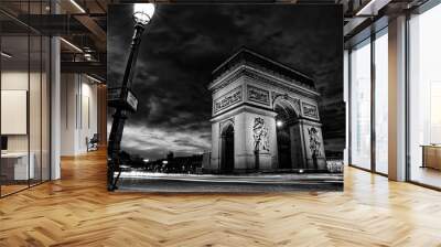 Paris, France - March 11, 2018: Arc de triomphe in Paris. View Place Charles de Gaulle.  Wall mural