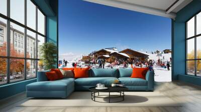 Val Thorens, France - February 26, 2018: France, French Alps, Tarentaise Valley, Savoie. Val Thorens is located in the commune of Saint-Martin-de-Belleville in the Savoie département Wall mural