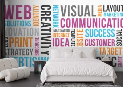 Communication and marketing - word cloud Wall mural