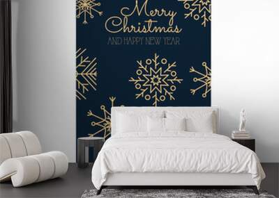 christmas minimalist card with decorative snowflakes, colorful design Wall mural