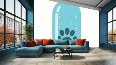 Cute puppy water bottle on blue vector background Wall mural