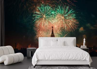 Fireworks ignite the night sky in vibrant celebration of culture generated by AI Wall mural