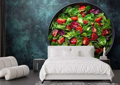 Fresh salad bowl with organic vegetables and tomato generated by AI Wall mural