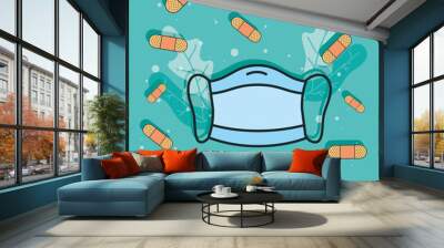 medical facemask and curebands Wall mural