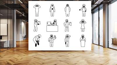 pictogram doctor and essential workers icon set, line style Wall mural