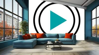 play button icon, half line half color style Wall mural