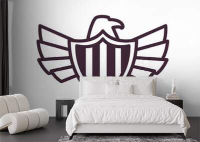 usa eagle with flag shield line style icon vector design Wall mural