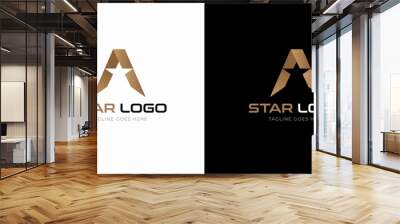 A Star Logo design. Modern Letter A with Negative Space Star Inside, vector Illustration Wall mural