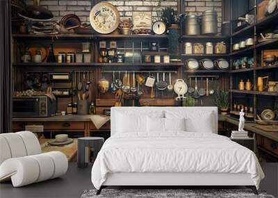 Cozy kitchenware store with a variety of cooking tools and appliances. 32k, full ultra hd, high resolution Wall mural