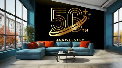 Golden 56 year anniversary celebration logo design inspiration Wall mural