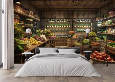 Gourmet grocery store with artisan foods and organic products. 32k, full ultra hd, high resolution Wall mural