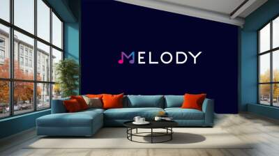 Melody Logo, letter M with musical note icon combination in text Melody typography logo, vector illustration Wall mural