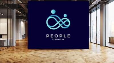 People logo design, human with infinity icon combination, people Logo design template, vector illustration Wall mural