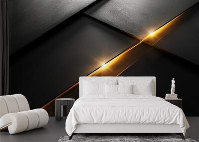 Abstract black and gold textured background with a diagonal line of light. Wall mural