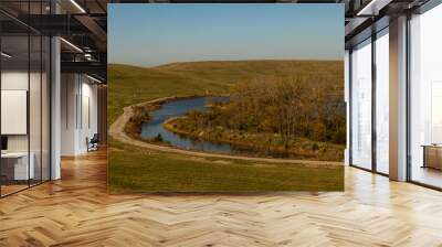 Overhead view of the lake at Mallard Lake, Hanover Park IL October 31, 2020 Wall mural