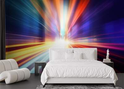 abstract speed light background colorful zoom light trails background Wall mural