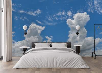 Blue sky fluffy clouds nature background ,Realistic Blue Sky background Wall mural