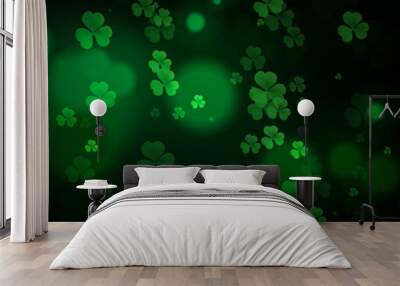 ST Patrick's day green background clover leaf selected fucus for ST Patrick's day celebration design background Wall mural