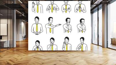 Body language hand sign set Wall mural