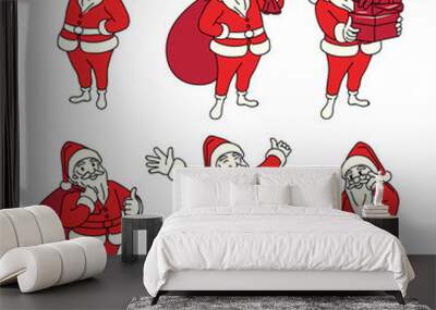 Linear santa claus character set Wall mural