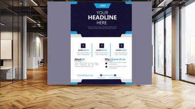 Corporate business flyer design template use for your business  with color dark blue , Wall mural