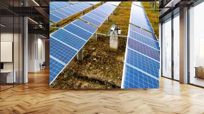 Aerial photography blue solar photovoltaic cell panel Wall mural