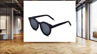 Black framed sunglasses on white background Wall mural