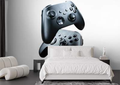 2 game controllers floating on a transparent background PNG Wall mural