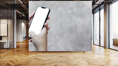 cell phone in a man's hand with transparent screen png - easy modification Wall mural