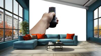 hand holding tv remote control - transparent background PNG Wall mural