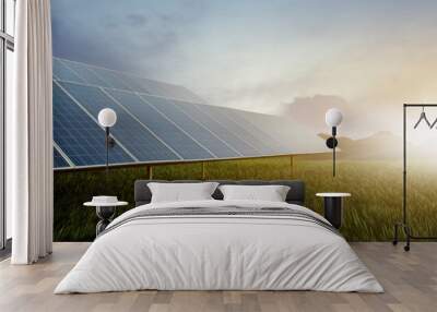 panoramic - solar panel at sunset Wall mural