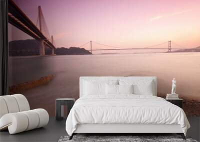 Hong Kong bridges at sunset Wall mural