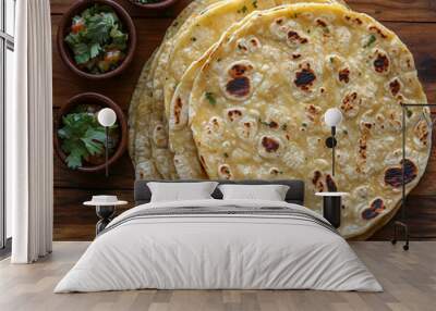 Whole-grain tortilla with soft texture and light charring Wall mural