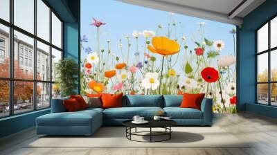 7616x2560,w6:h2, The edge of a vast and enchanting field of wildflowers Wall mural