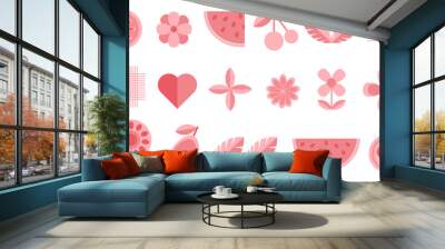 geometric flower pattern Shapes of plants, flowers, little vector illustrations Wall mural