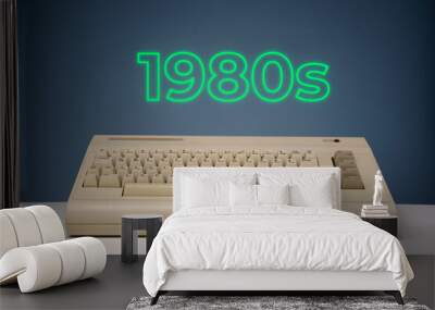 1980s computing with neon lettering Wall mural