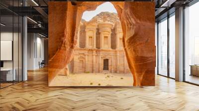 hiking to the monastery in petra Wall mural