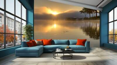 hdr of sunrise over lake okoboji Wall mural