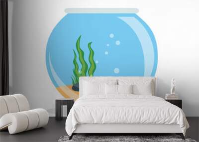  Empty fishbowl with water isolated on white background. Fishbowl aquarium in flat style. Vector stock Wall mural