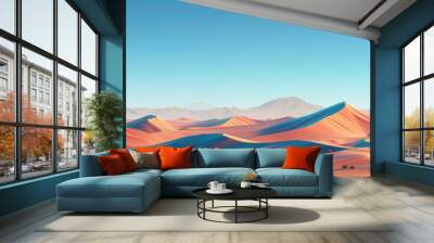 A vast desert background with rolling dunes, a clear sky Wall mural