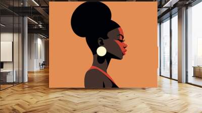 Black woman modern icon avatar. African woman design. Vector stock Wall mural