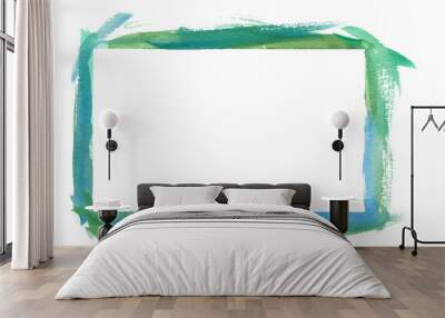 Blue Green Watercolor  Border Frame Wall mural