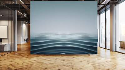 Relaxing water ripples against a gray moody horizon,  3d rendering of a hyper-realistic ocean photo, foggy sky background, 2:3 aspect ratio Wall mural